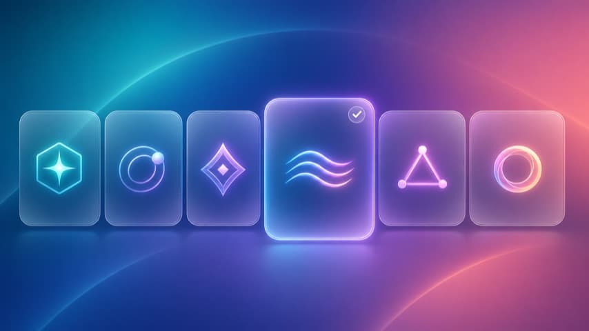Glowing panels with one model selected from several